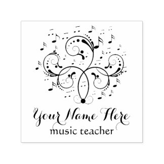 Tampon Auto-encreur logo de musique élégante noir et blanc