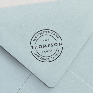 Tampon Auto-encreur Logo moderne Adresse de retour du nom de famille