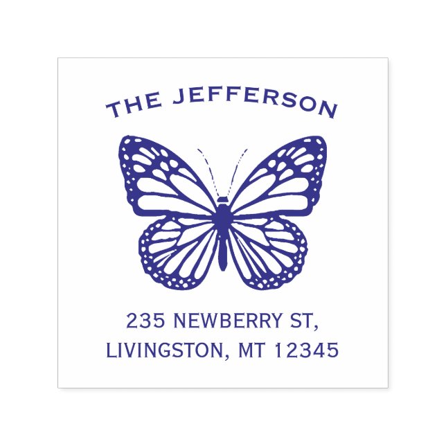 Tampon Auto-encreur Logo Papillon d'adresse de retour de famille vinta (Design)