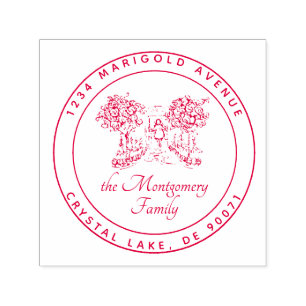 Tampon Auto-encreur Logo personnalisé Elegant Nom de famille Adresse d
