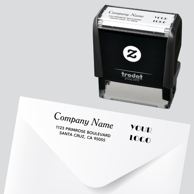 Tampon Auto-encreur Logo promotionnel l Nom de la société Adresse de r (Créateur téléchargé)