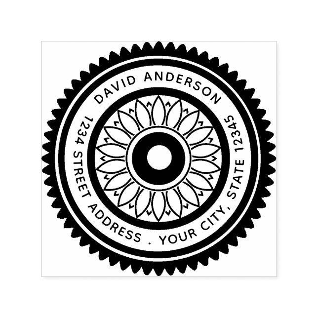 Tampon Auto-encreur Logo rond, Nom Adresse de retour (Design)