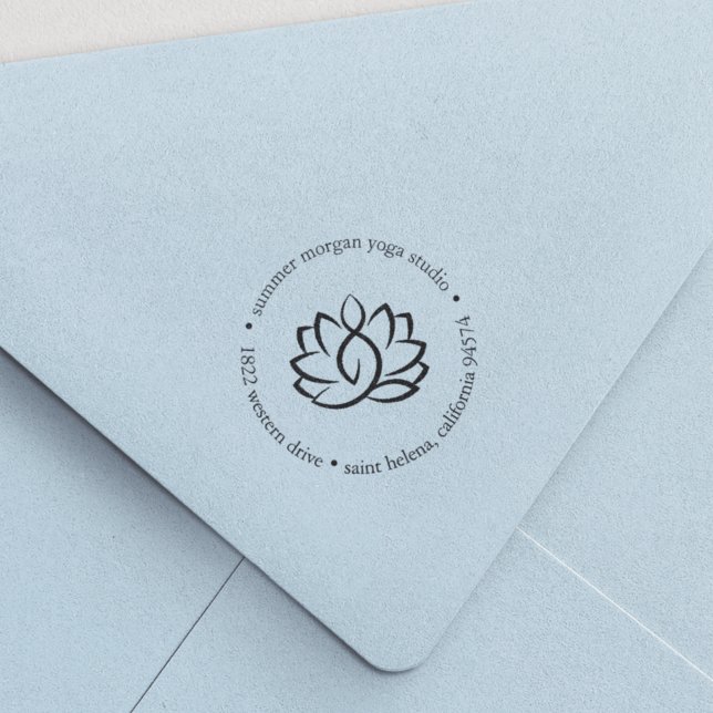 Tampon Auto-encreur Lotus Flower Yoga Wellness Spa Adresse de retour (Créateur téléchargé)