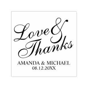 Tampon Auto-encreur 'Love & Thanks' Elégant mariage Favor