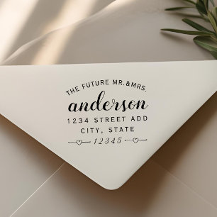 Tampon Auto-encreur Lovely Hearts Future M. Mme Mariage Retour Adresse