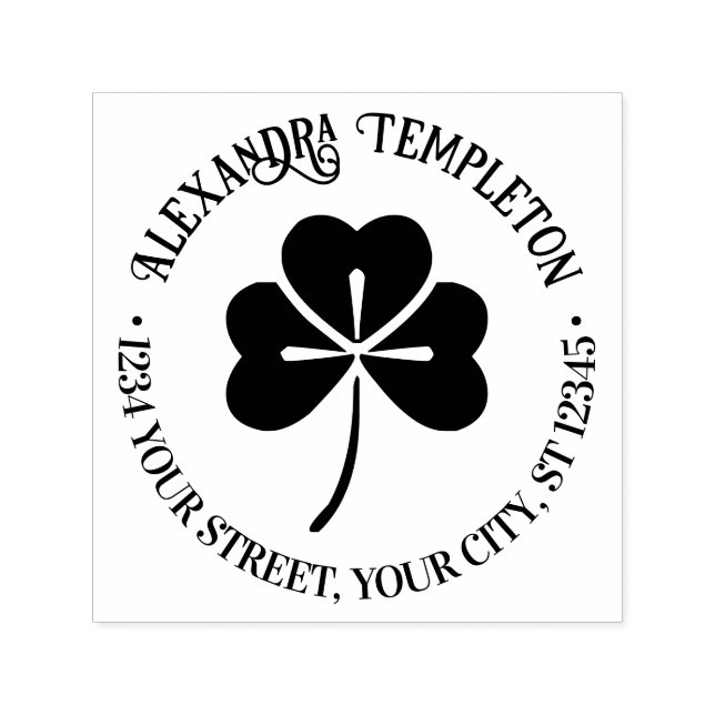 Tampon Auto-encreur Lucky Shamrock #4P Nom Adresse de retour (Design)
