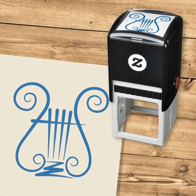 Tampon Auto-encreur Lyre Bleue (Créateur téléchargé)