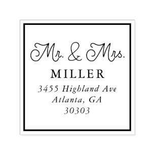 Tampon Auto-encreur M. et Mme Simple Script Adresse de retour