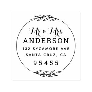 Tampon Auto-encreur M. & Mme Rustic Married Couple Adresse de retour
