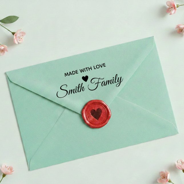 Tampon Auto-encreur Made With Love Family Name Custom Label Stamp (Créateur téléchargé)