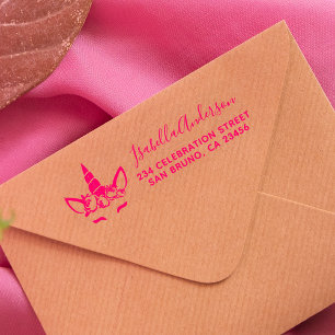 Tampon Auto-encreur Magic Unicorn Cute Script Adresse de retour person