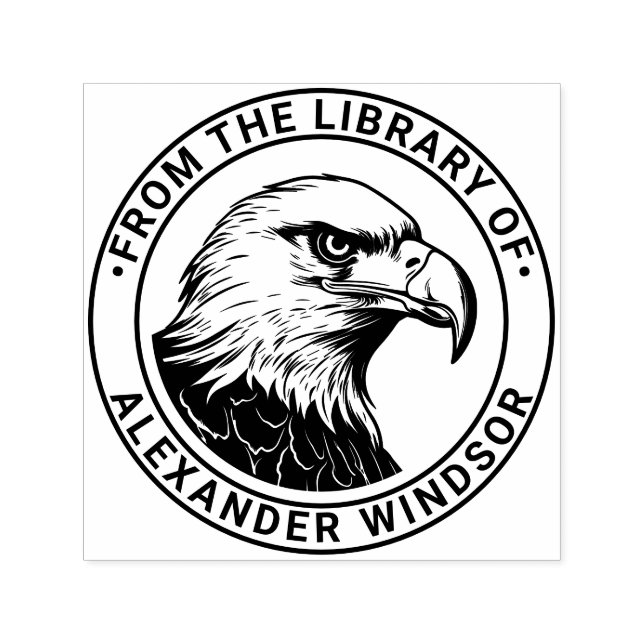 Tampon Auto-encreur Majestic Bald Eagle Head #5 Bibliothèque Nom du li (Design)