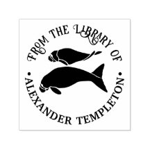 Manatees Silhouette Rond Nom de la bibliothèque