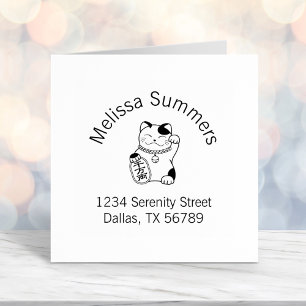 Tampon Auto-encreur Maneki Neko Japonais Lucky Cat Arch Adresse