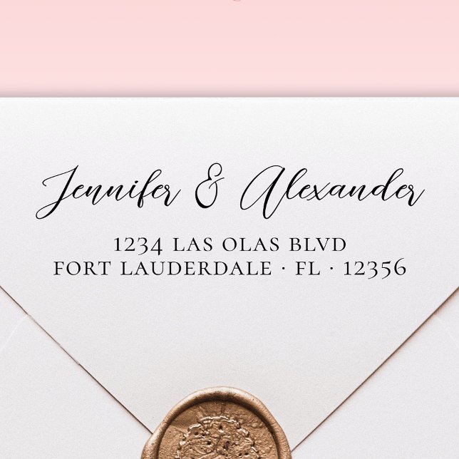 Tampon Auto-encreur Mariage Adresse de retour Élégant Script de callig (Créateur téléchargé)