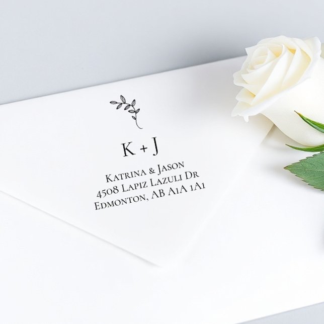 Tampon Auto-encreur Mariage Adresse de retour Monogramme personnalisé (Créateur téléchargé)