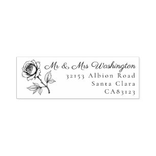 Tampon Auto-encreur Mariage Adresse de Retour Monsieur & Madame Rose V