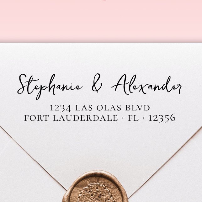 Tampon Auto-encreur Mariage Adresse de retour Script manuscrit moderne (Créateur téléchargé)