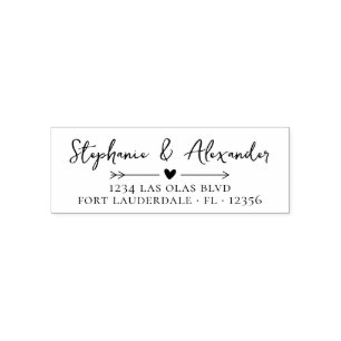 Tampon Auto-encreur Mariage Adresse de retour Script manuscrit moderne