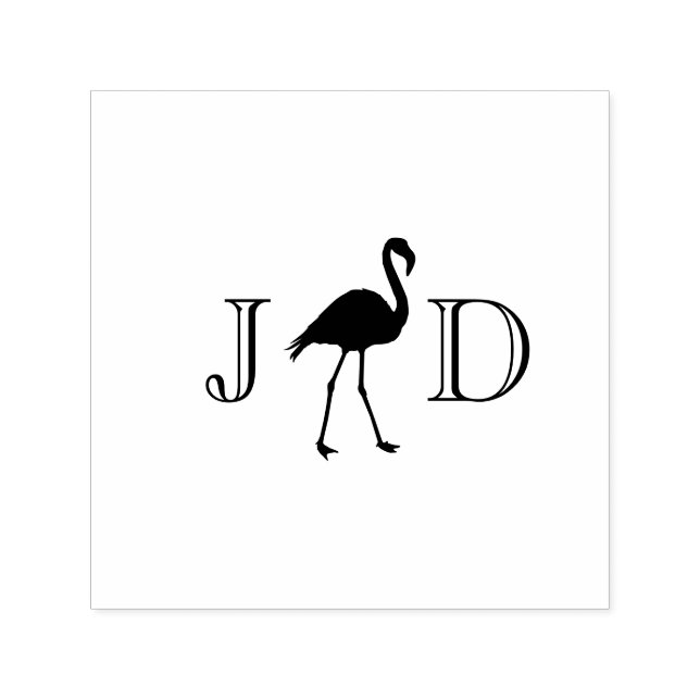 Tampon Auto-encreur Mariage Couple Flamant 2 Monogramme Initial #2 (Design)