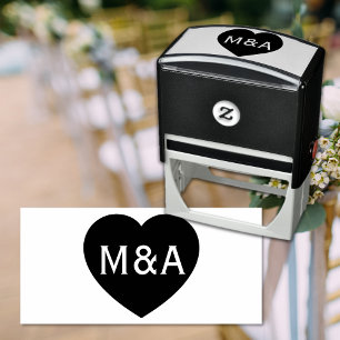 Tampon Auto-encreur Mariage Couple Monogram Love Heart