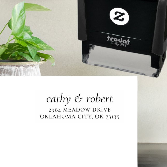 Tampon Auto-encreur Mariage d'adresse de retour de noms de couple pers (Créateur téléchargé)