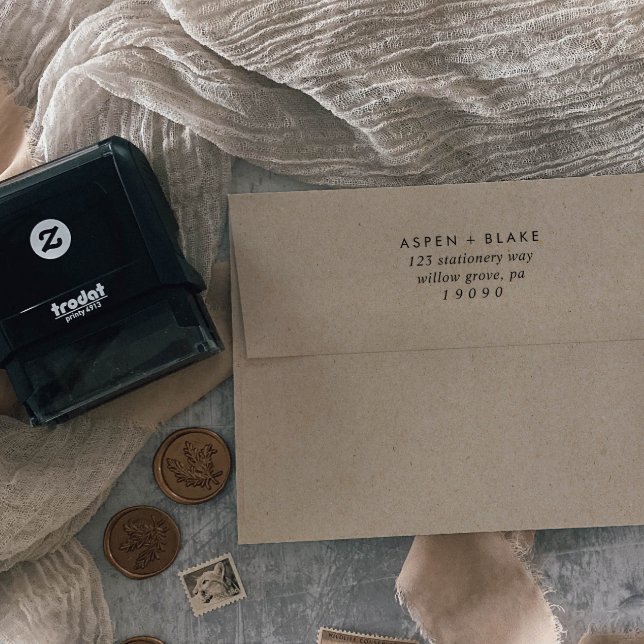 Tampon Auto-encreur Mariage de script moderne Adresse de retour (Créateur téléchargé)