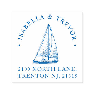 Tampon Auto-encreur Mariage de thème nautique personnalisé