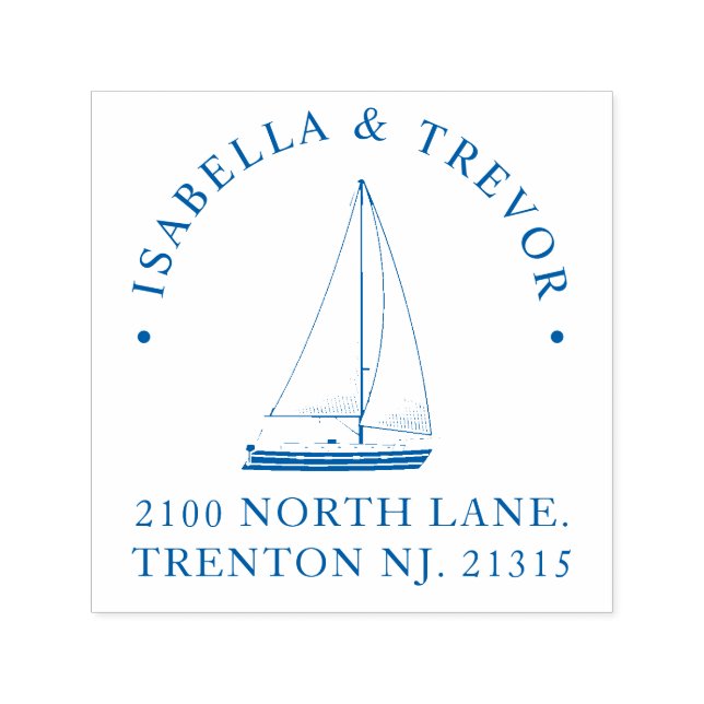 Tampon Auto-encreur Mariage de thème nautique personnalisé (Design)
