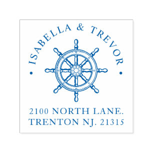 Tampon Auto-encreur Mariage de thème nautique roue de navire personnal