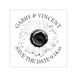 Tampon Auto-encreur Mariage de tournesol noir et blanc Enregistrer la