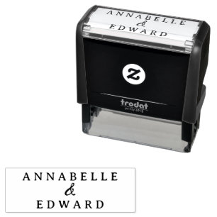 Tampon Auto-encreur Mariage Élégant Romantique Vintage en Bois
