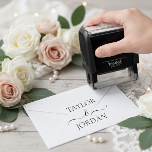 Tampon Auto-encreur Mariage Minimaliste Moderne Nom Personnalisé