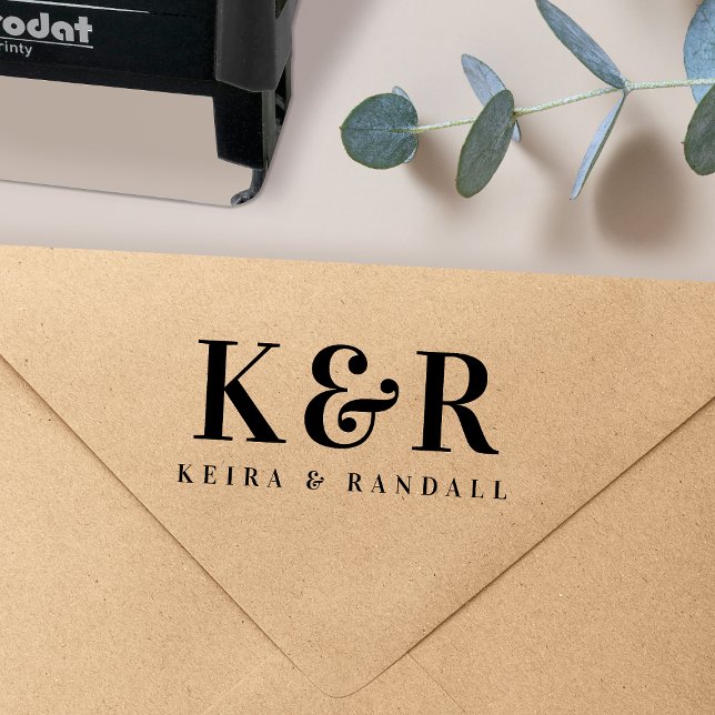 Tampon Auto-encreur Mariage Monogramme Mariage moderne Favoriser (Créateur téléchargé)