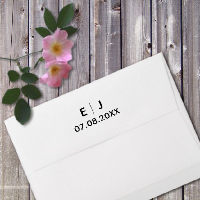Tampon Auto-encreur Mariage Monogramme noir et blanc (Créateur téléchargé)