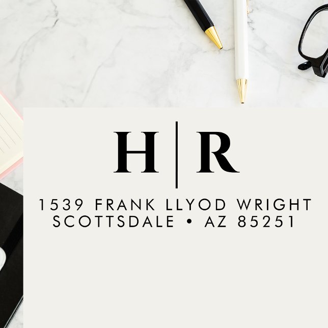 Tampon Auto-encreur Mariage Monogramme Simple Customisée Adresse de re (Créateur téléchargé)