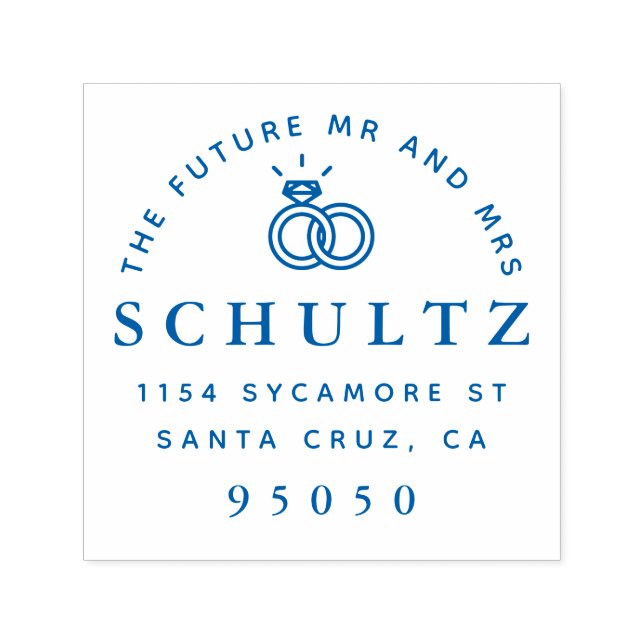 Tampon Auto-encreur Mariage Rings The Future M & Mme Retour Adresse (Design)