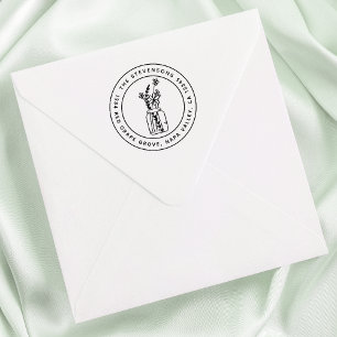 Tampon Auto-encreur Mason Jar & Fleurs Ronde Nom & Adresse de retour