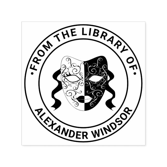 Tampon Auto-encreur Masquerade Masquerade Masque #1 Nom du livre de bi (Design)