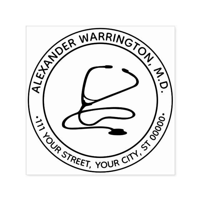 Tampon Auto-encreur Médecin Médicale Infirmière Stethoscope Nom Adress (Design)