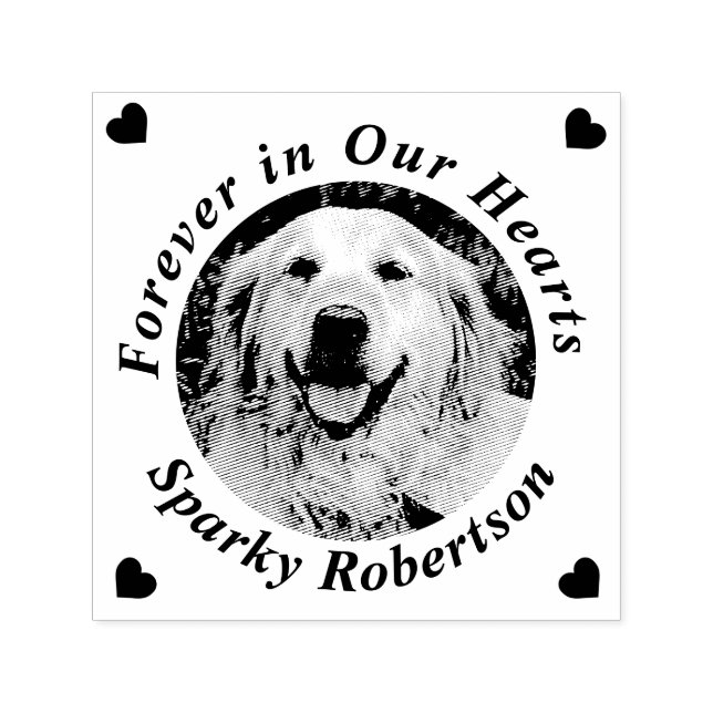 Tampon Auto-encreur Memorial Heart Ajouter un nom photo (Design)