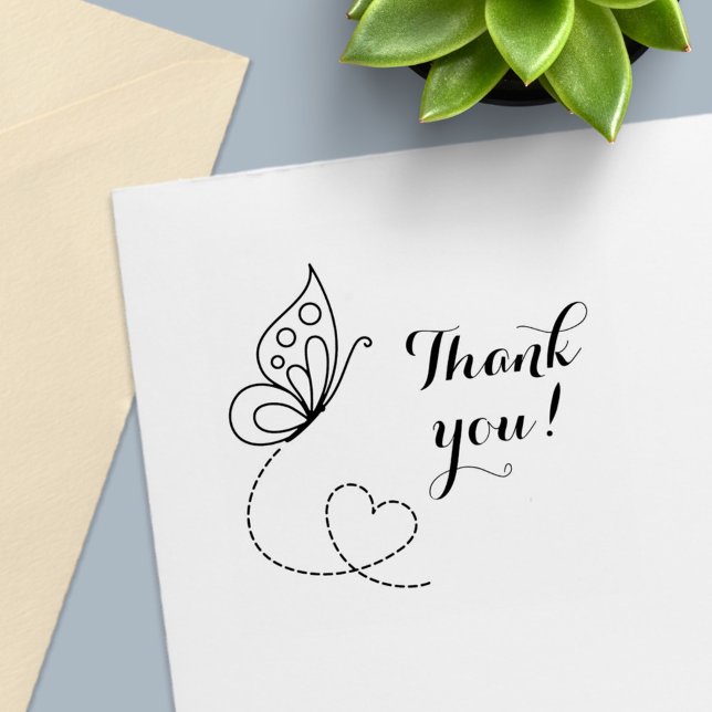 Tampon Auto-encreur Merci cardiaque papillon (Créateur téléchargé)