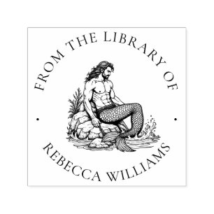 Tampon Auto-encreur Merman enchantée "De la bibliothèque de" Ocean Kin