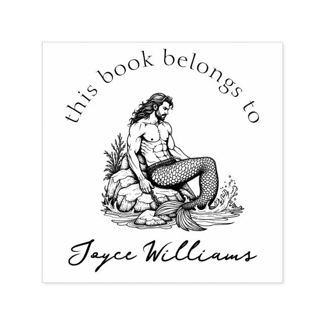 Tampon Auto-encreur Merman Livre Lover Don 'De la bibliothèque de' liv (Design)