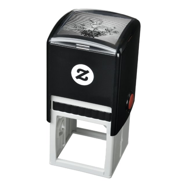 Tampon Auto-encreur Merveilleuse grue avec fleurs (Produit)