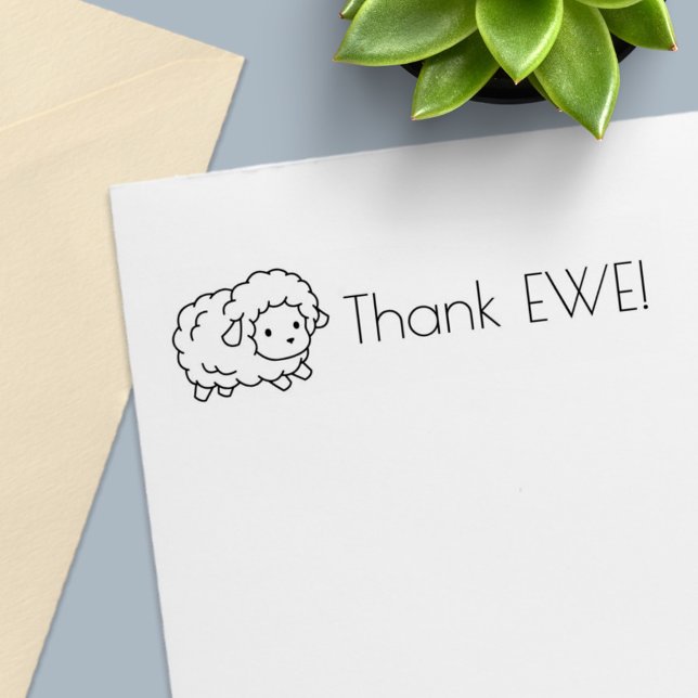 Tampon Auto-encreur Mignonne Petite Mouton Merci Ewe (Toi) (Créateur téléchargé)