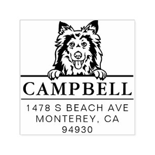 Tampon Auto-encreur Mignonne Shetland Sheepdog Custom Dog Adresse Timb