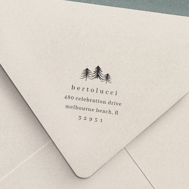 Tampon Auto-encreur Mini-arbre de pin Adresse de retour de Noël (Créateur téléchargé)