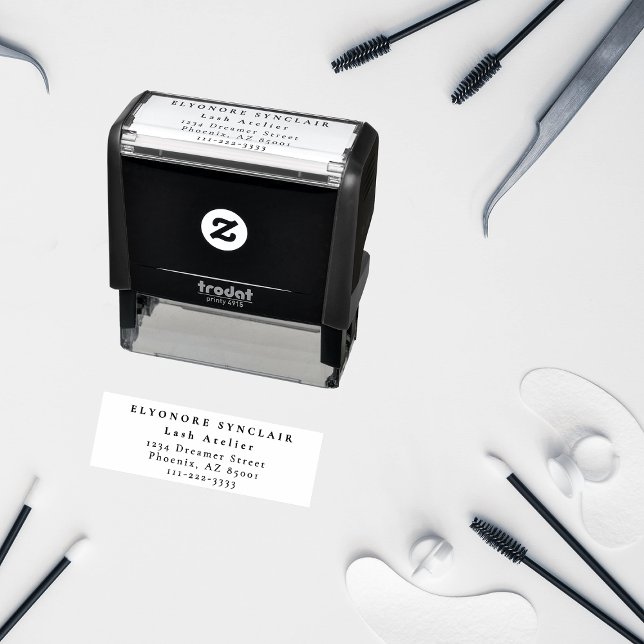 Tampon Auto-encreur Minimal Black White Script Lash (Créateur téléchargé)