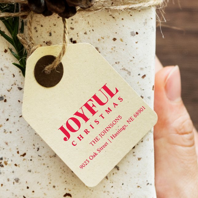 Tampon Auto-encreur Minimalist Modern Joyful Christmas Family Address (Minimalist Modern Joyful Christmas Family Address Rubber self-inking stamp.)